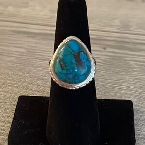 Beautiful Vintage Silver Barse Turquoise Ring.